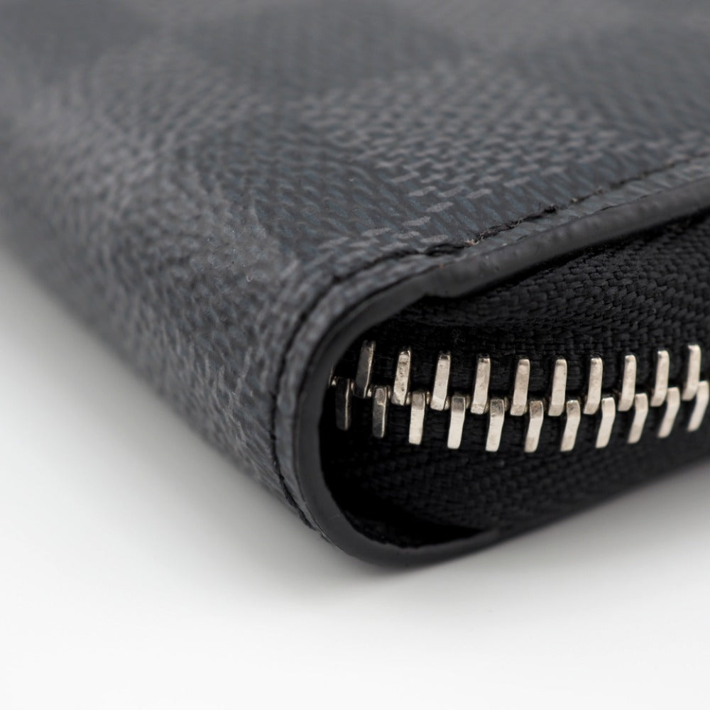 LOUIS VUITTON Long Wallet Purse N60379 leather black Damier Zippy Dragonne
