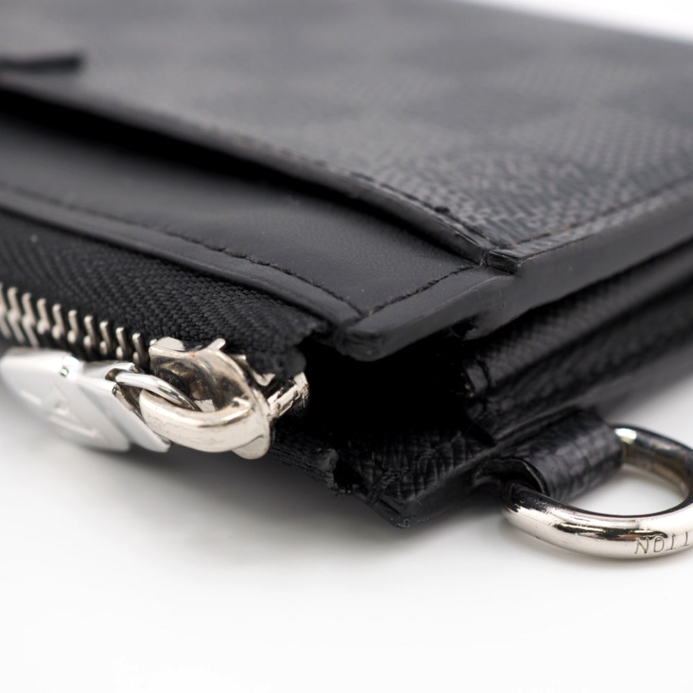 LOUIS VUITTON Long Wallet Purse N60379 leather black Damier Zippy Dragonne