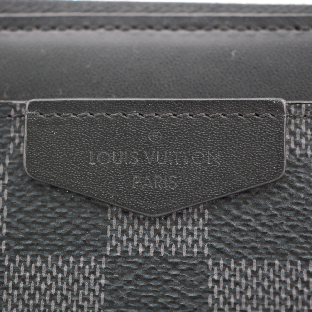 LOUIS VUITTON Long Wallet Purse N60379 leather black Damier Zippy Dragonne