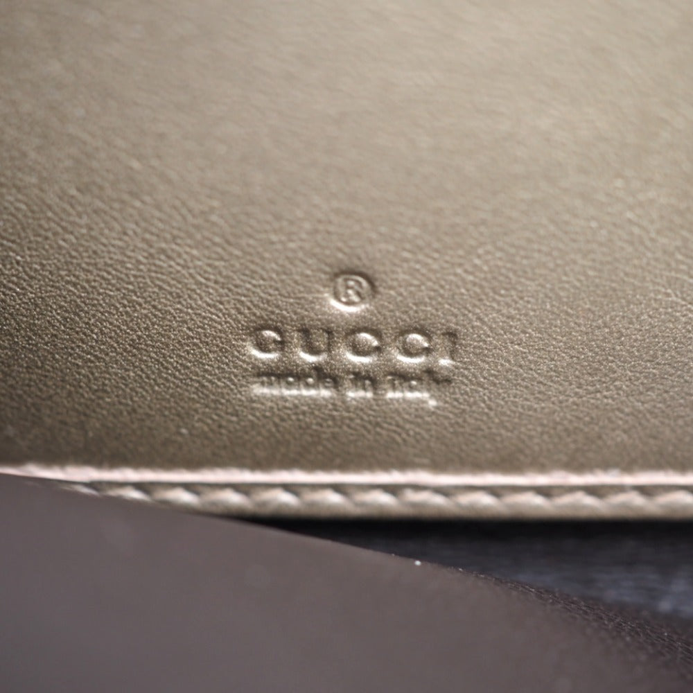 GUCCI Long Wallet Purse 224253 embossed calf leather Champagne Zip Around Bamboo Diamante Women Used Authentic