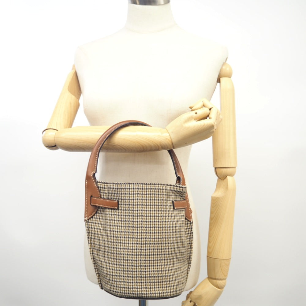 CELINE Handbag Wool, Leather Brown Women Used Authentic