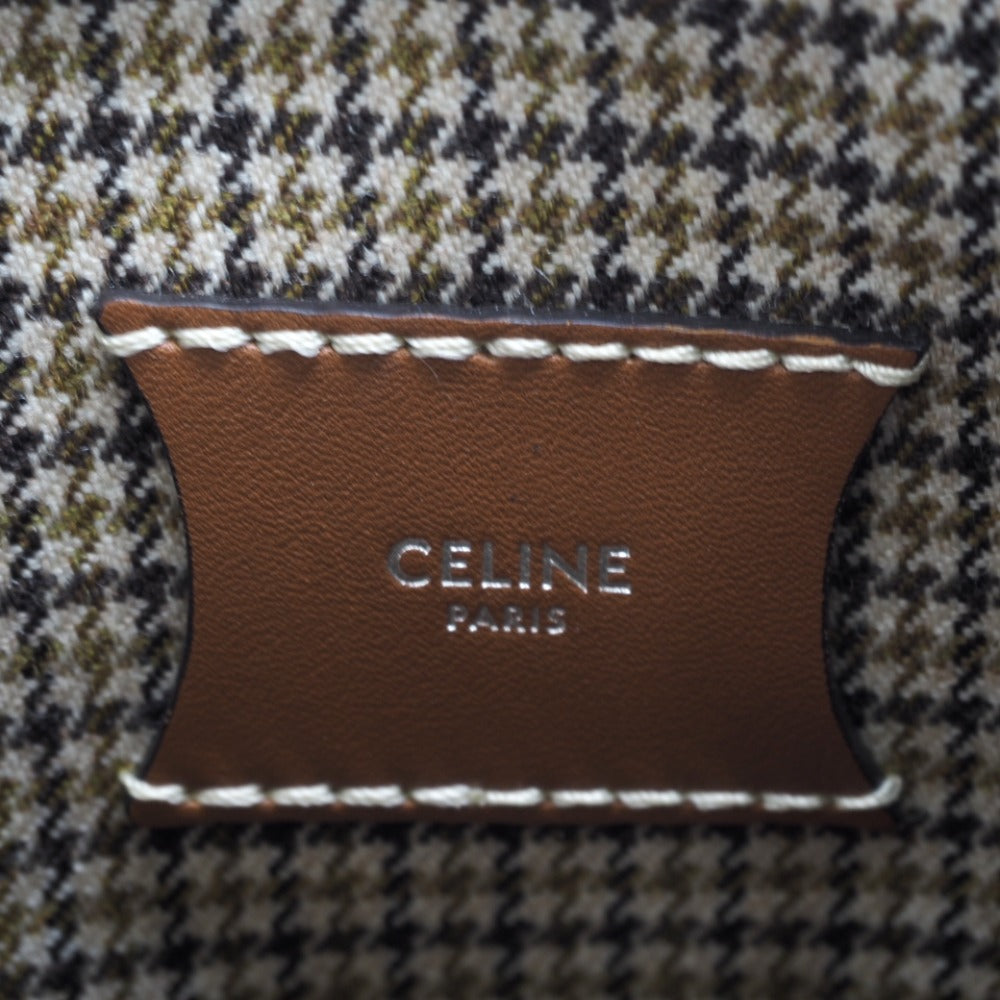 CELINE Handbag Wool, Leather Brown Women Used Authentic
