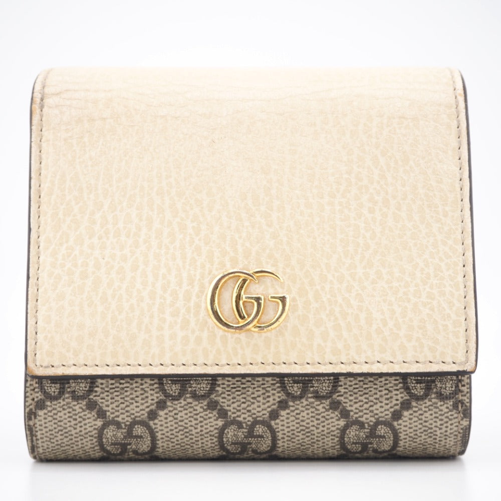 GUCCI Bifold Wallet 598587 Leather, PVC white GG Marmont