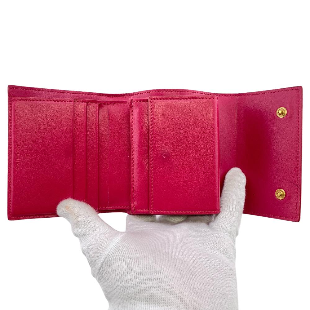 CELINE Tri-fold wallet leather pink Compact wallet Women Used Authentic