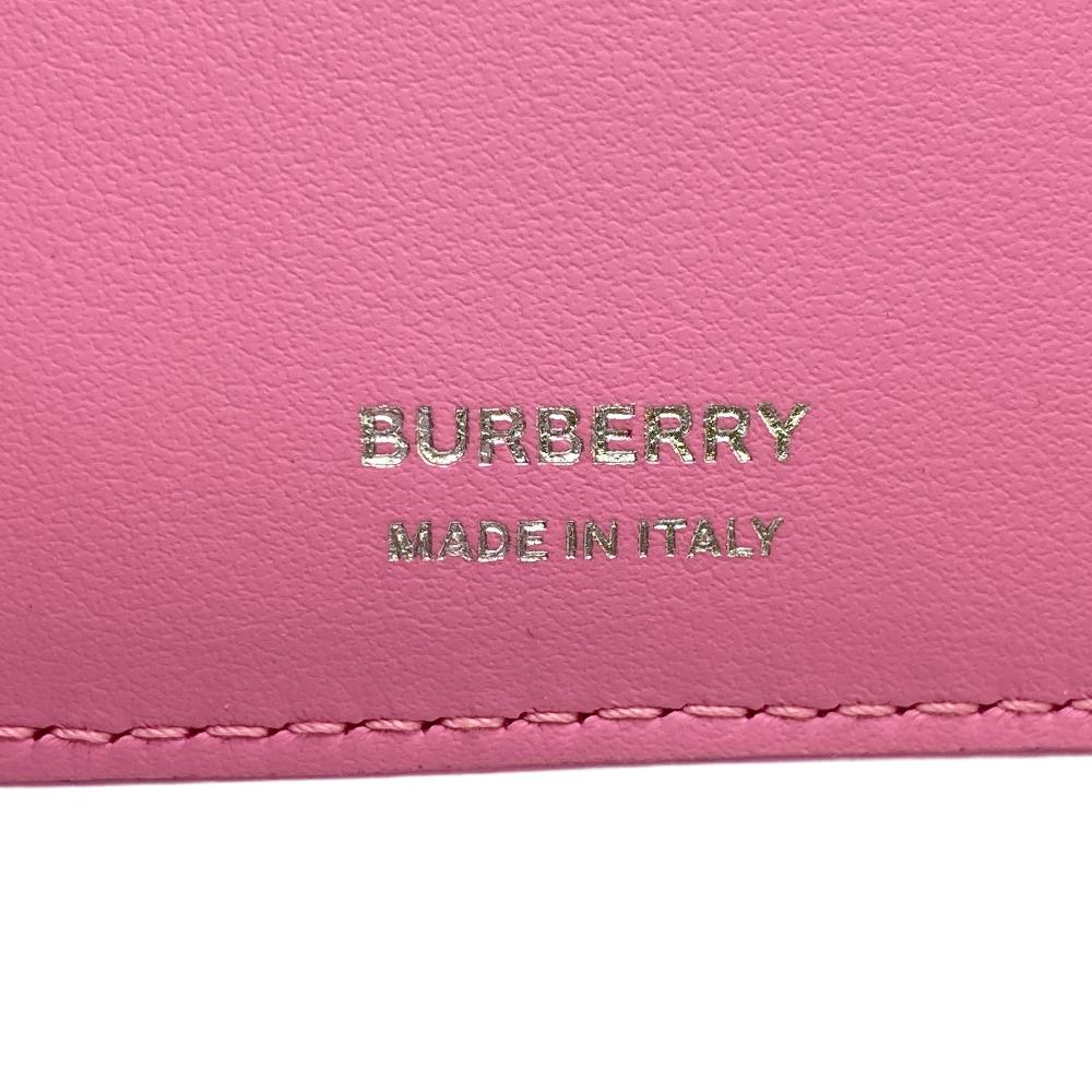 BURBERRY Tri-fold wallet lambskin pink folding wallet small quilting roller Women Used Authentic
