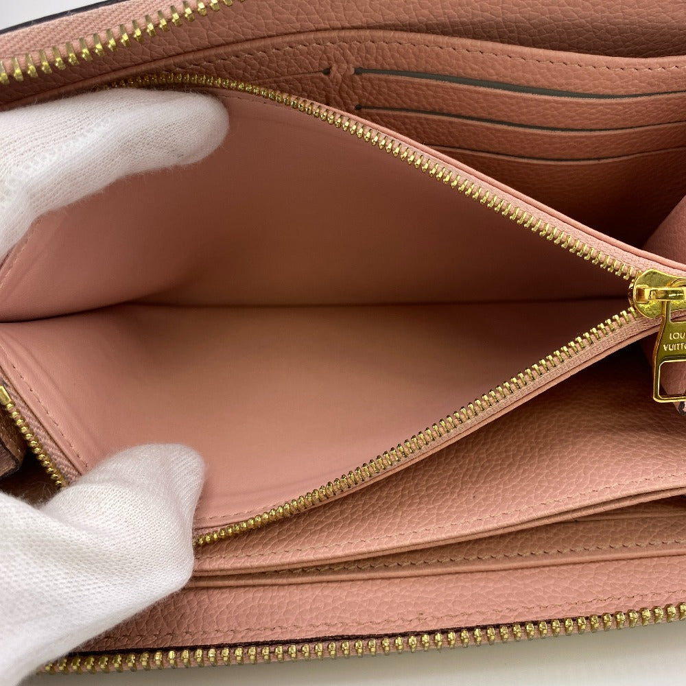 LOUIS VUITTON Long Wallet Purse M64090 leather pink Zip Around Monogram Ann Platt Zippy wallet Women Used Authentic