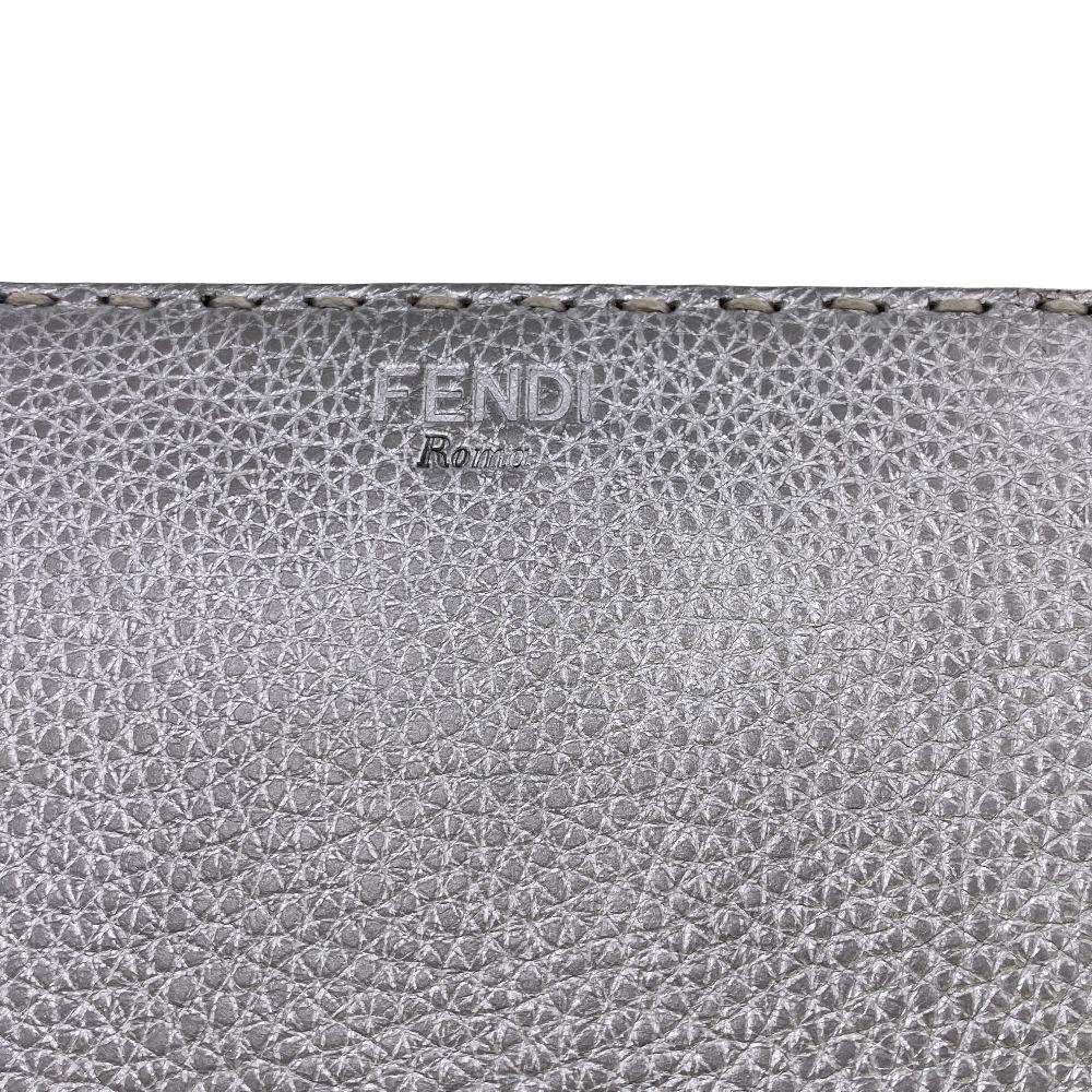 FENDI Long Wallet Purse 8M0374 leather Silver Zip Around Celeria Women(Unisex) Used Authentic