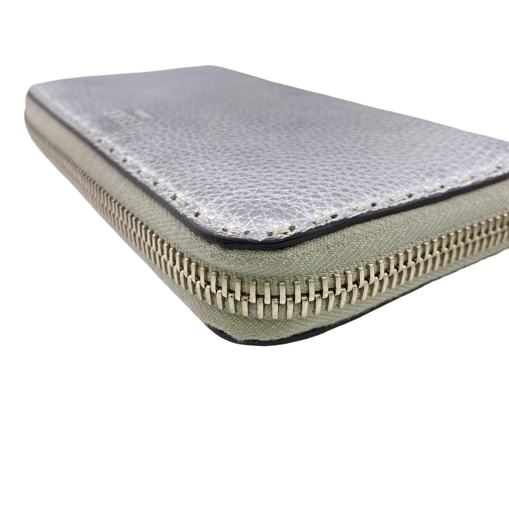FENDI Long Wallet Purse 8M0374 leather Silver Zip Around Celeria Women(Unisex) Used Authentic