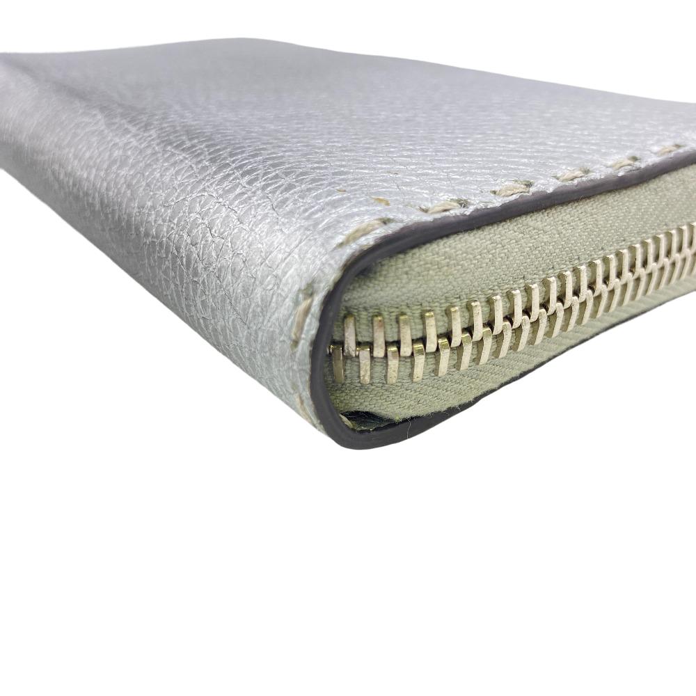 FENDI Long Wallet Purse 8M0374 leather Silver Zip Around Celeria Women(Unisex) Used Authentic