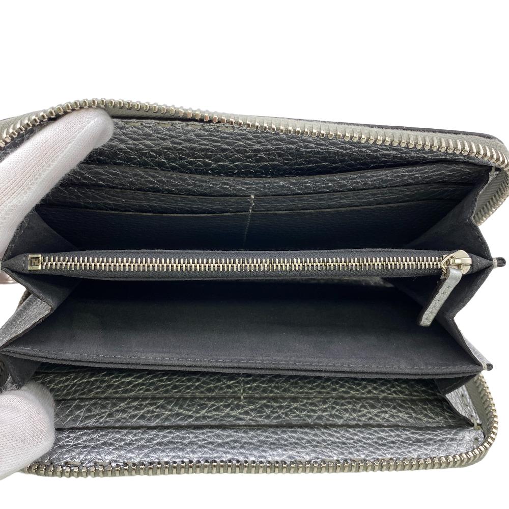 FENDI Long Wallet Purse 8M0374 leather Silver Zip Around Celeria Women(Unisex) Used Authentic