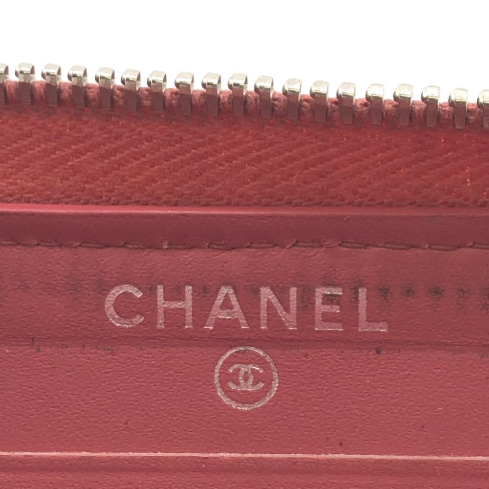 CHANEL Coin case leather pink Caviar skin Vstitch