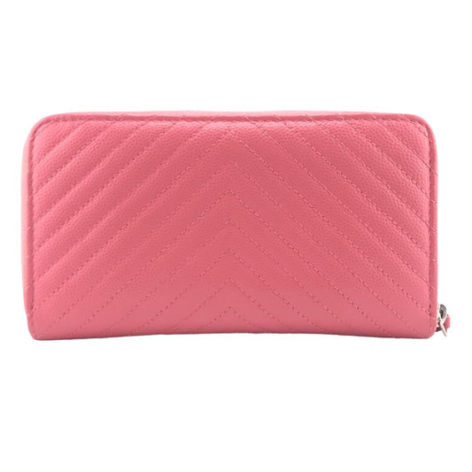 CHANEL Coin case leather pink Caviar skin Vstitch
