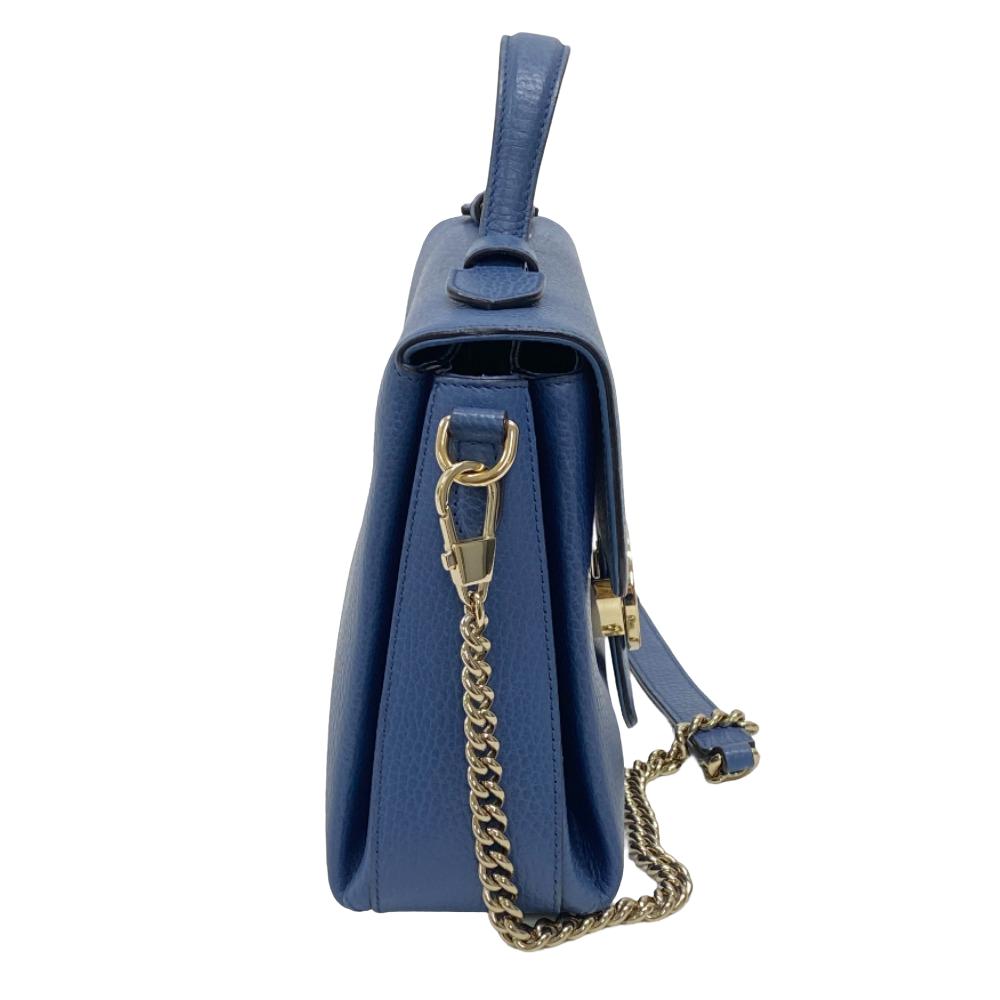 GUCCI Shoulder Bag 510302 leather blue 2WAY handbag Women Used Authentic