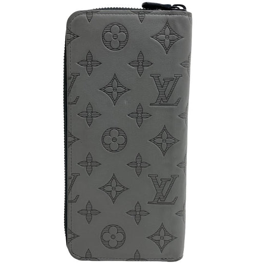 LOUIS VUITTON Long Wallet Purse M81384 leather gray Monogram shadow Vertical Zippy wallet mens Used Authentic