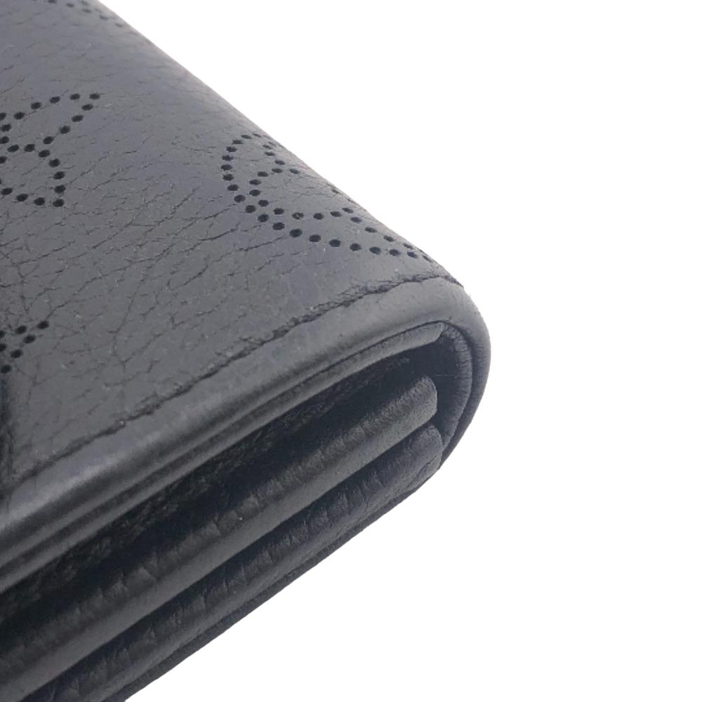 LOUIS VUITTON Long Wallet Purse M60143 leather black Mahina Portefeuille Iris Women Used Authentic