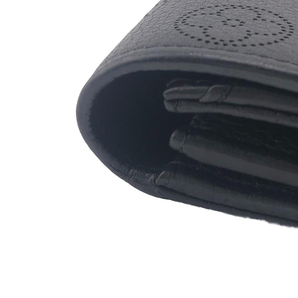 LOUIS VUITTON Long Wallet Purse M60143 leather black Mahina Portefeuille Iris Women Used Authentic