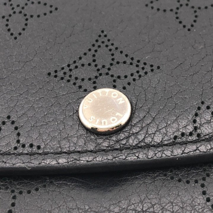 LOUIS VUITTON Long Wallet Purse M60143 leather black Mahina Portefeuille Iris Women Used Authentic