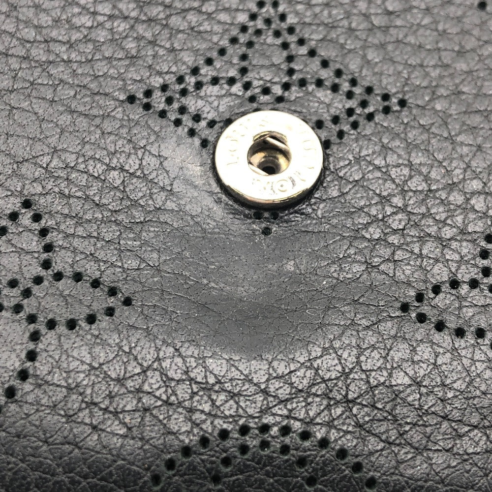 LOUIS VUITTON Long Wallet Purse M60143 leather black Mahina Portefeuille Iris Women Used Authentic