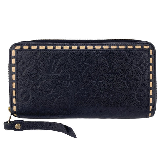 LOUIS VUITTON Long Wallet Purse M64805 leather black Zip Around Monogram Ann Platt Zippy wallet Women Used Authentic