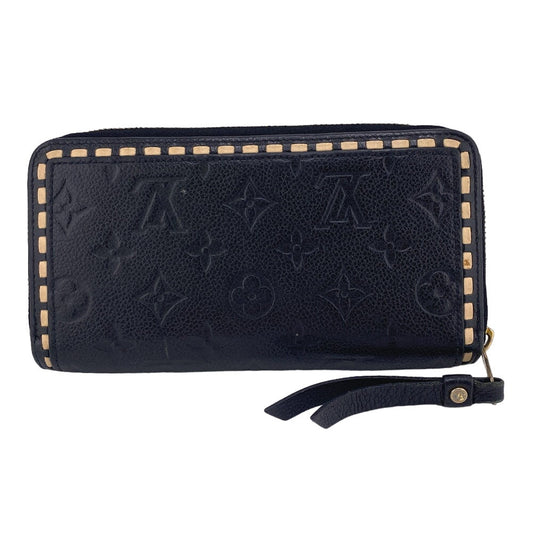 LOUIS VUITTON Long Wallet Purse M64805 leather black Zip Around Monogram Ann Platt Zippy wallet Women Used Authentic