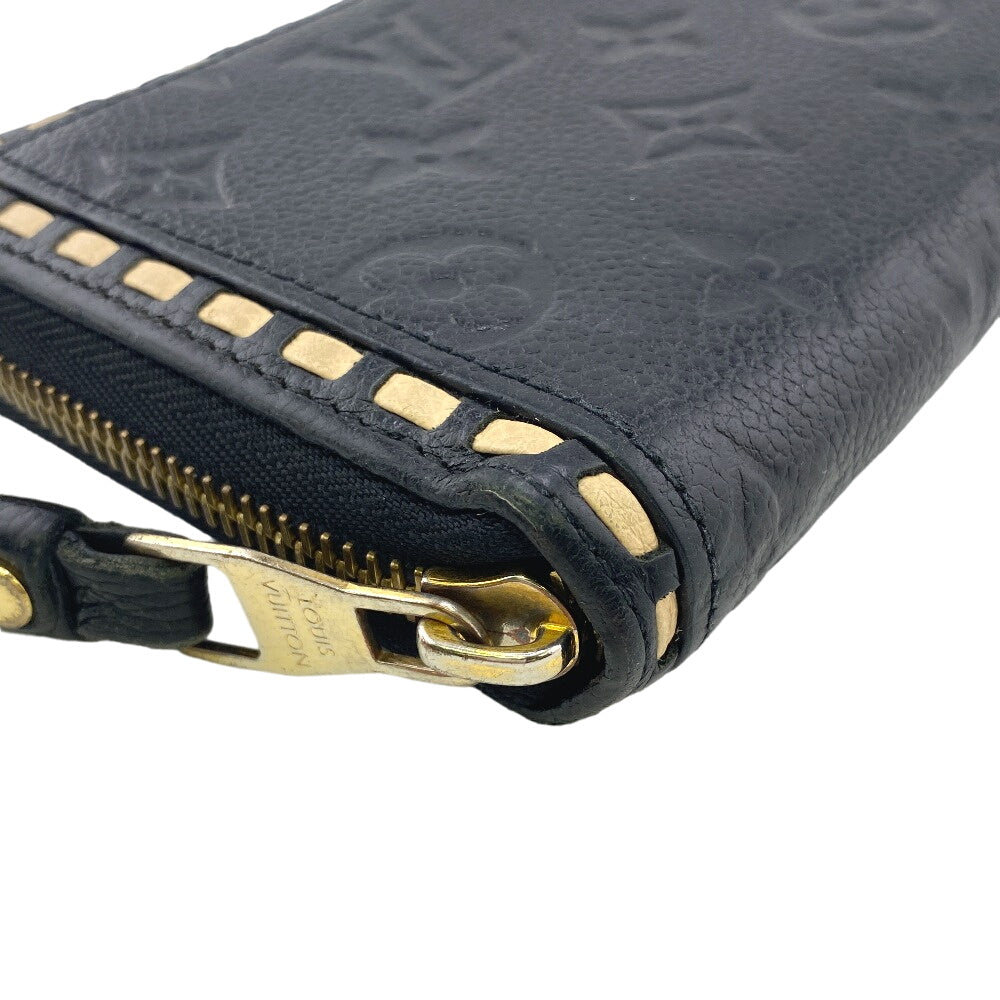 LOUIS VUITTON Long Wallet Purse M64805 leather black Zip Around Monogram Ann Platt Zippy wallet Women Used Authentic