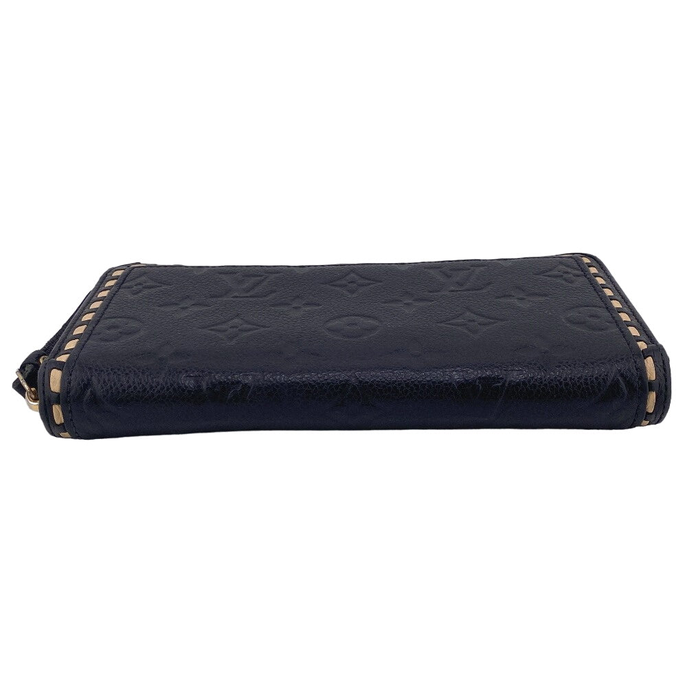 LOUIS VUITTON Long Wallet Purse M64805 leather black Zip Around Monogram Ann Platt Zippy wallet Women Used Authentic