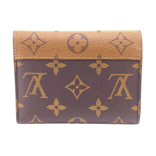 LOUIS VUITTON Tri-fold wallet M81557 leather Brown Compact wallet Monogram reverse Portefeuille Victorine Women Used Authentic