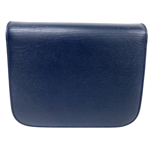 CELINE Shoulder Bag leather Navy medium Classic box Women Used Authentic