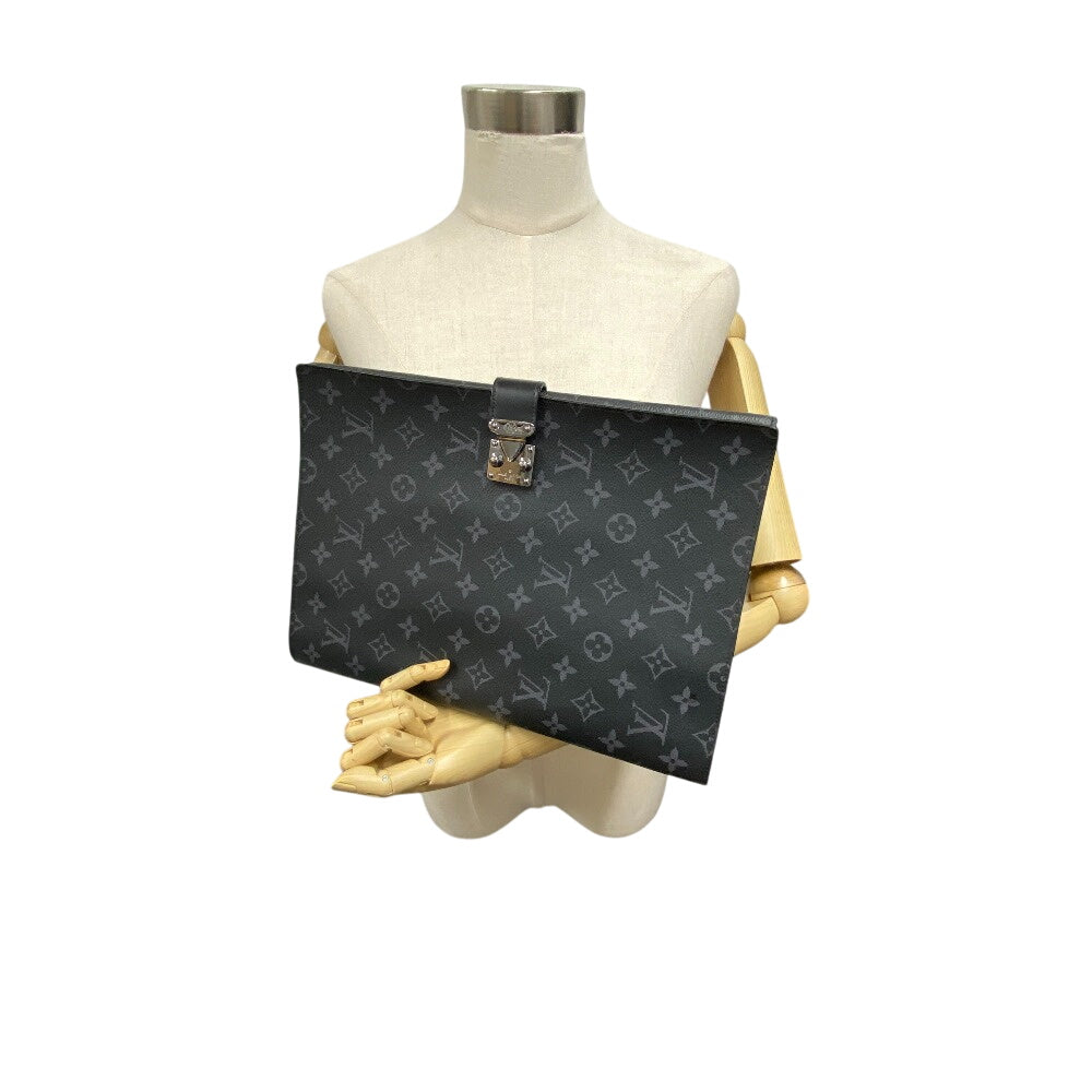 LOUIS VUITTON Briefcase GI0273 leather black Documents case Monogram Eclipse Portodocument Frank GM mens Used Authentic