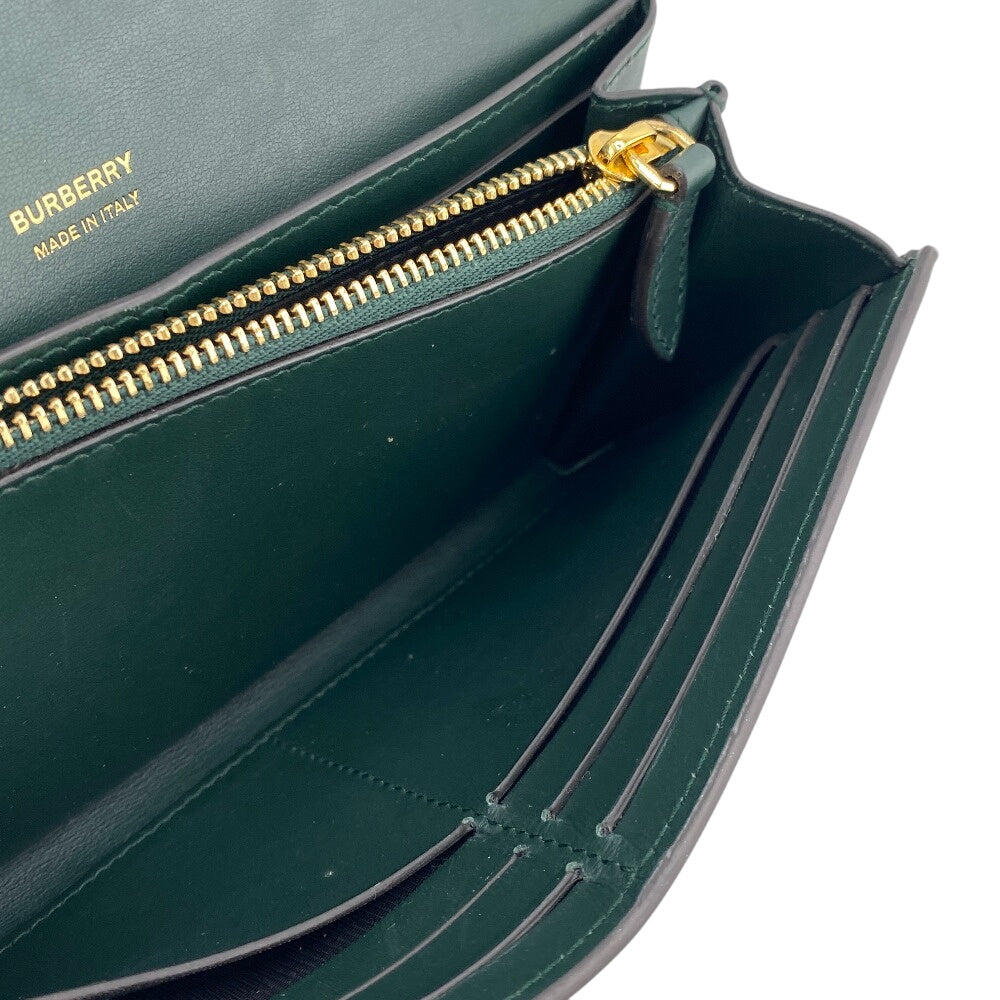 BURBERRY Long Wallet Purse leather green Long wallet TB Women Used Authentic