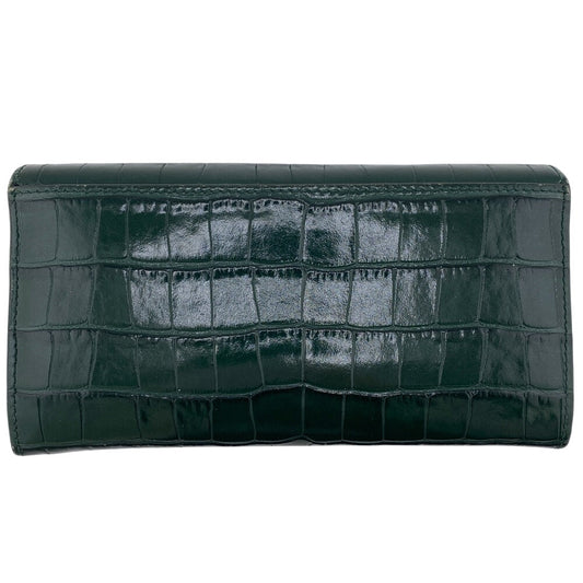 BURBERRY Long Wallet Purse leather green Long wallet TB Women Used Authentic