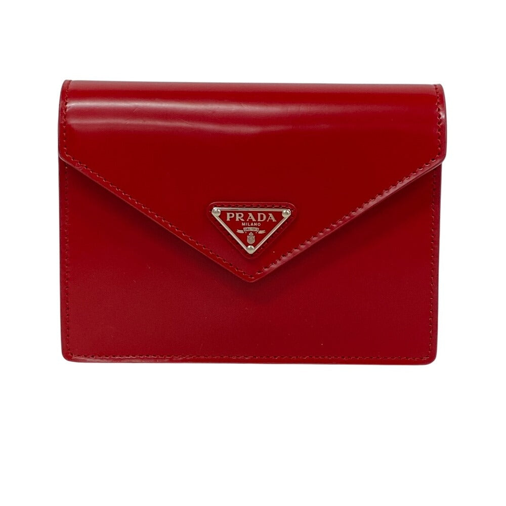 PRADA Pouch Leather, Paper Red Playing cards unisex(Unisex) Used Authentic