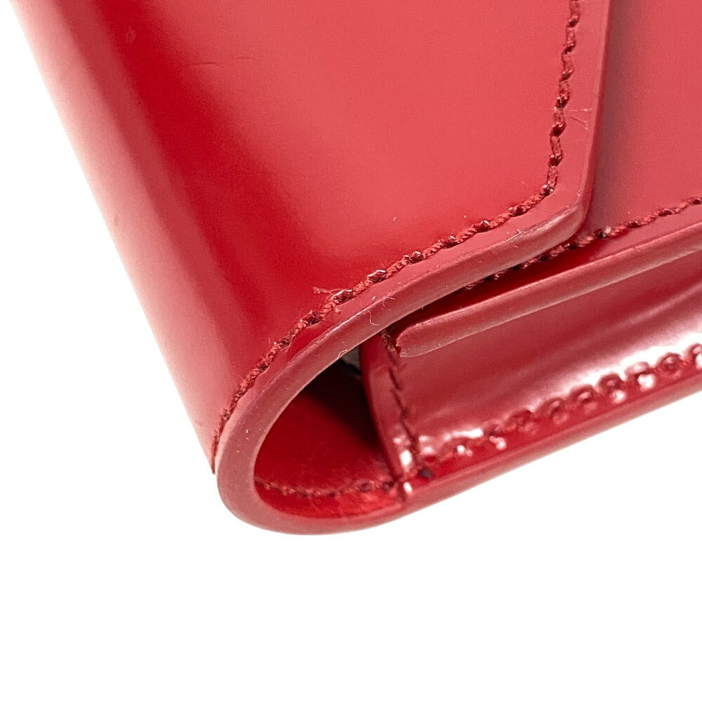 PRADA Pouch Leather, Paper Red Playing cards unisex(Unisex) Used Authentic