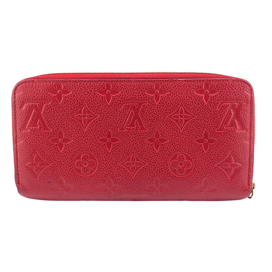 LOUIS VUITTON Long Wallet Purse M63691 leather Red Zip Around Monogram Ann Platt Zippy wallet Women Used Authentic