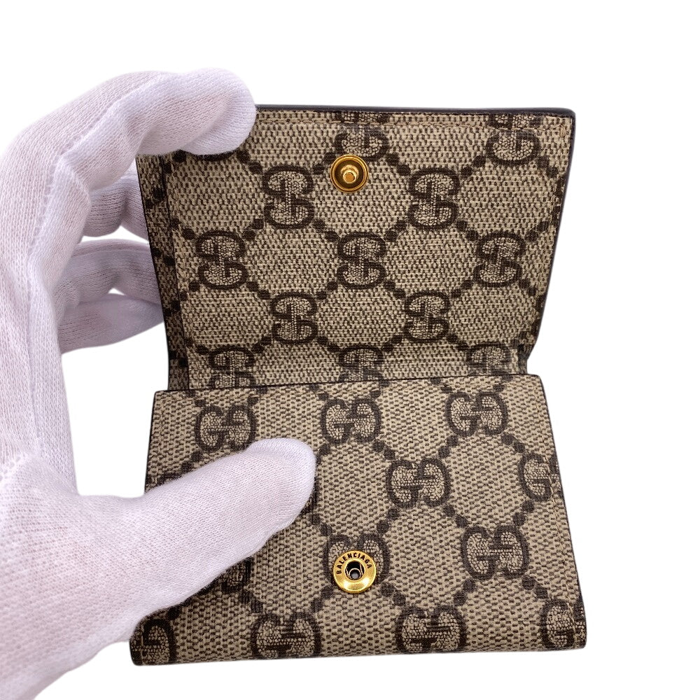 GUCCI Tri-fold wallet 681700 PVC coated canvas beige Balenciaga Compact Wallet GG Supreme logo The Hacker Women Used Authentic