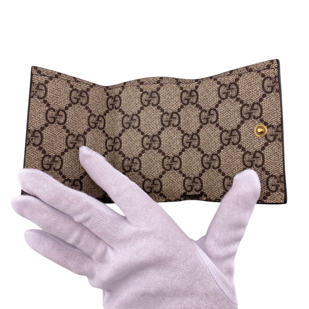 GUCCI Tri-fold wallet 681700 PVC coated canvas beige Balenciaga Compact Wallet GG Supreme logo The Hacker Women Used Authentic