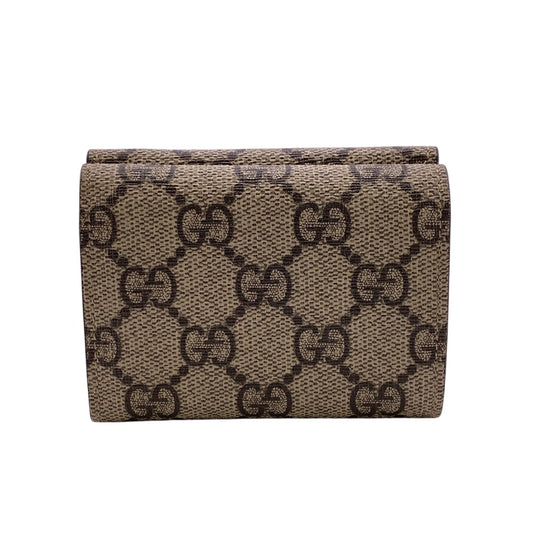 GUCCI Tri-fold wallet 681700 PVC coated canvas beige Balenciaga Compact Wallet GG Supreme logo The Hacker Women Used Authentic