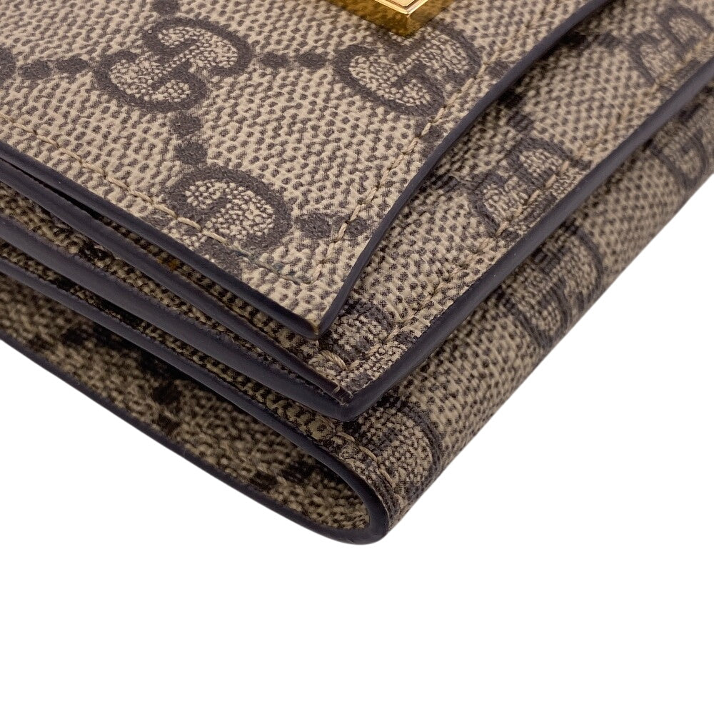 GUCCI Tri-fold wallet 681700 PVC coated canvas beige Balenciaga Compact Wallet GG Supreme logo The Hacker Women Used Authentic