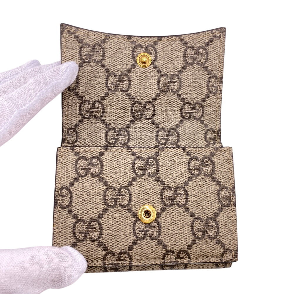 GUCCI Tri-fold wallet 681700 PVC coated canvas beige Balenciaga Compact Wallet GG Supreme logo The Hacker Women Used Authentic
