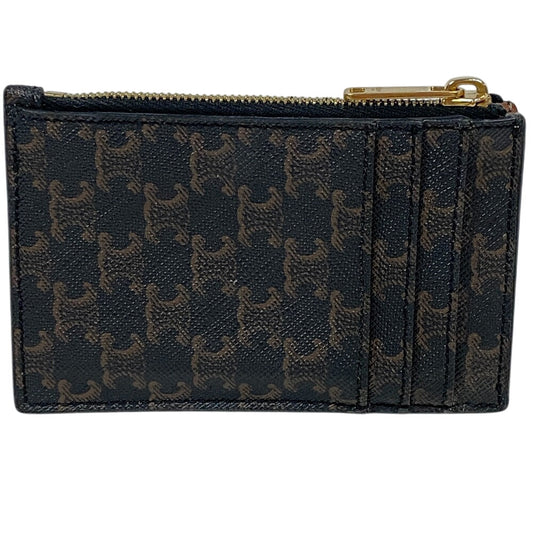 CELINE Coin case leather Brown Fragment case Card Case Macadam Women Used Authentic