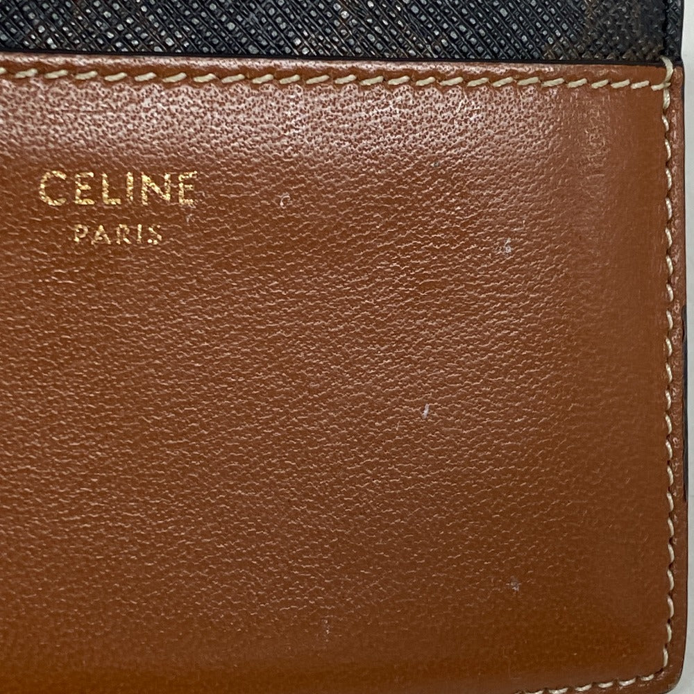 CELINE Coin case leather Brown Fragment case Card Case Macadam Women Used Authentic