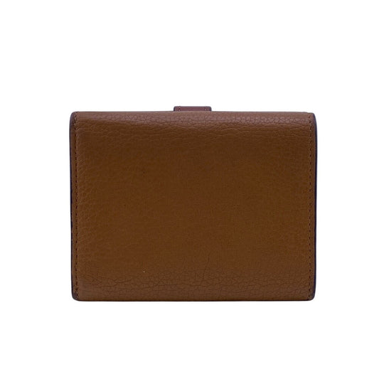 LOEWE Tri-fold wallet leather Brown Vertical wallet anagram Small Women Used Authentic