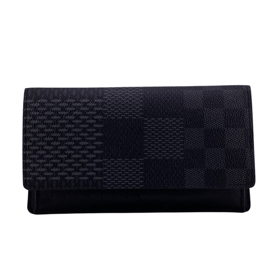 LOUIS VUITTON Long Wallet Purse N60436 leather black Portefeuille Damier Graffiti 3D Brother NM mens Used Authentic