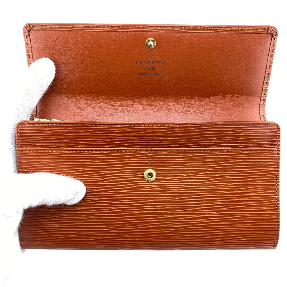LOUIS VUITTON Long Wallet Purse M60321 leather Kenya Brown Portefeuille Epi Sara unisex(Unisex) Used Authentic