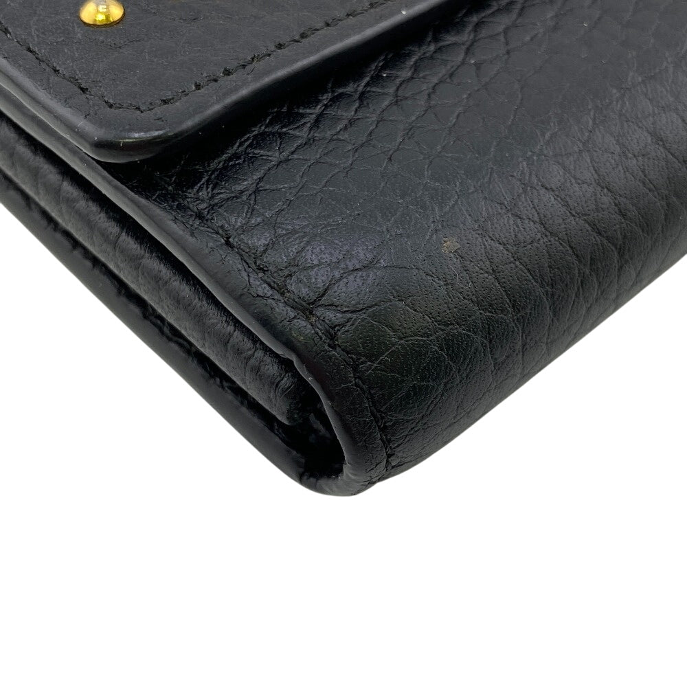 LOUIS VUITTON Long Wallet Purse M63461 Taurillon Clemence black Portefeuille Capusine Women Used Authentic