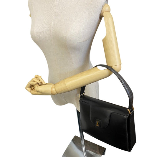 BURBERRY Shoulder Bag leather black Women Used Authentic