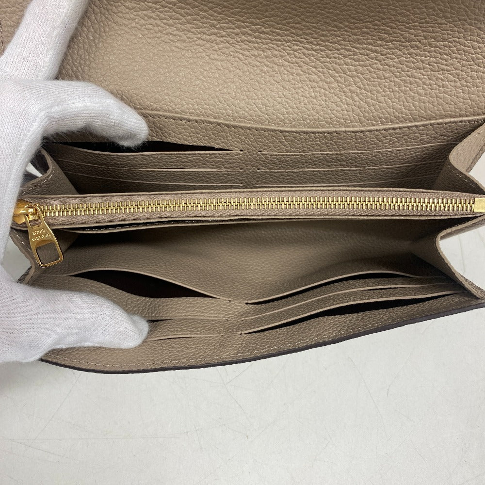 LOUIS VUITTON Long Wallet Purse M68708 leather beige Portefeuille Monogram Ann Platt Sara Women Used Authentic