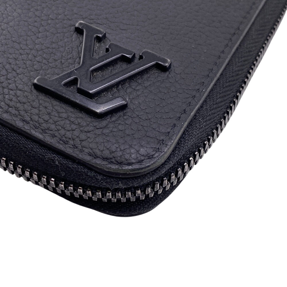LOUIS VUITTON Long Wallet Purse M81743 leather black LV Aerogram Zippy Wallet Vertical Women Used Authentic