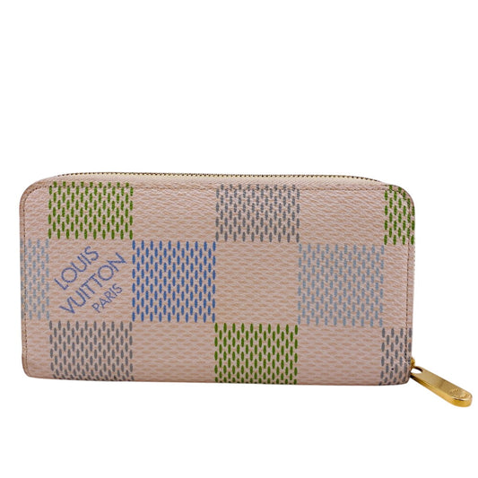 LOUIS VUITTON Long Wallet Purse N40748 leather beige Zip Around Damiericious Zippy wallet Women Used Authentic