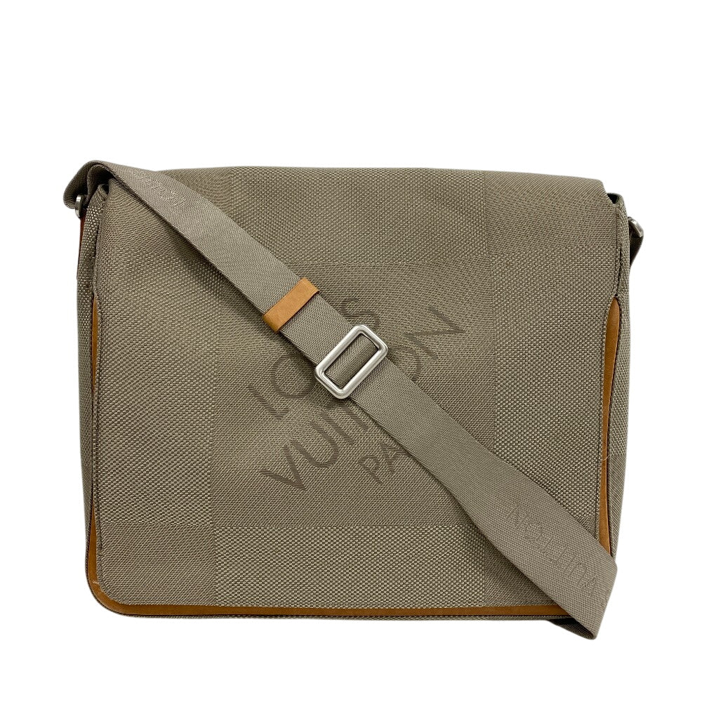 LOUIS VUITTON Messenger bag M93030 Nylon khaki Damier Jean Messier mens Used Authentic